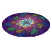 Planche À Découper Art abstrait fractal de fleurs psychédéliques colo (Coin)