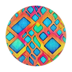 Planche À Découper Art Abstrait géométrique vibrant
