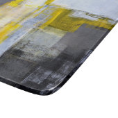 Planche À Découper Art abstrait gris et jaune "occupé et occupé" (Coin)