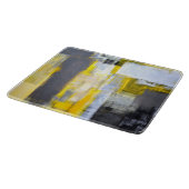 Planche À Découper Art abstrait gris et jaune "occupé et occupé" (Coin)
