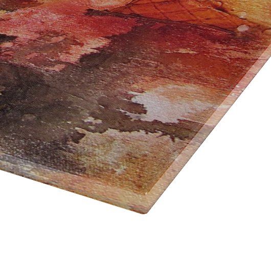 Planche À Découper Art abstrait moderne blanc orange rouge-brun (Coin)