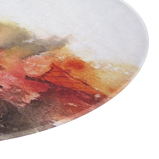 Planche À Découper Art abstrait moderne blanc orange rouge-brun (Coin)