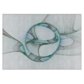 Planche À Découper Art Abstrait moderne Fractal Bleu Turquoise Gris (Devant)