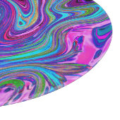 Planche À Découper Art Abstrait Rétro Groovy Bleu, Rose et Violet (Coin)