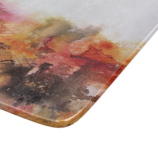 Planche À Découper Art Abstrait rouge Brown orange blanc (Coin)