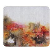 Planche À Découper Art Abstrait rouge Brown orange blanc (Devant)