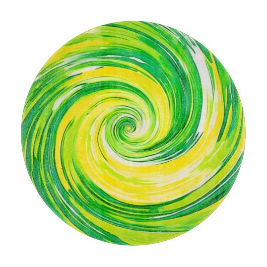 Planche À Découper Art abstrait vert jaune en spirale (Devant)