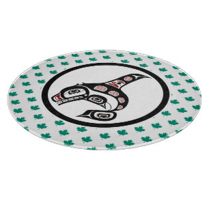 Planche À Découper Art amérindien Haïda rouge noir orque baleine