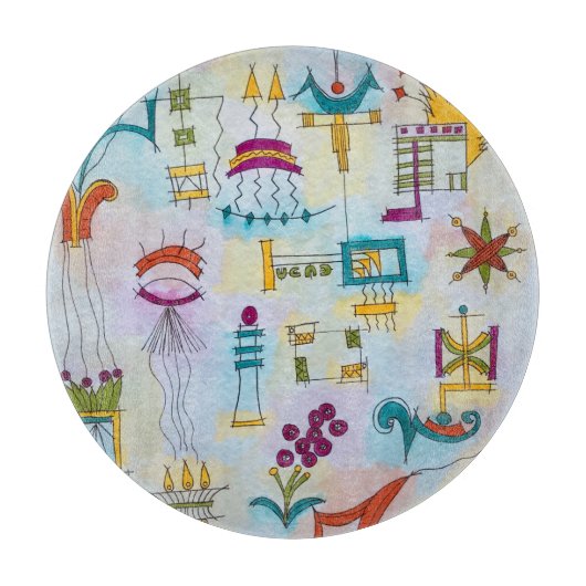 Planche À Découper Art d'aquarelle moderne peint à la main Atlantis (Devant)