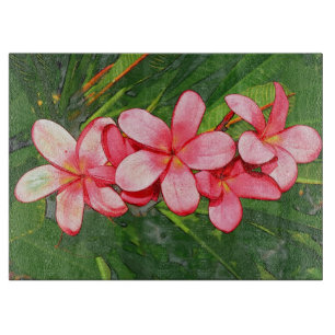 Planche À Découper Art de Frangipanier Tropical Rose