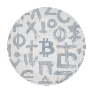 Planche À Découper Art de rue Bitcoin (Peinture blanche n° 4)