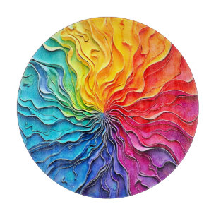 Planche À Découper Art de tourbillon arc-en-ciel texturé