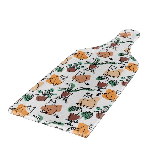 Planche À Découper Art de trait dessin chats et fleurs (Coin)