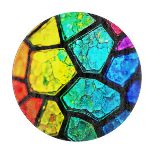 Planche À Découper Art de verre coloré arc-en-ciel fissuré