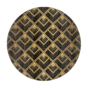 Planche À Découper Art Déco Black Gold : Géométrique