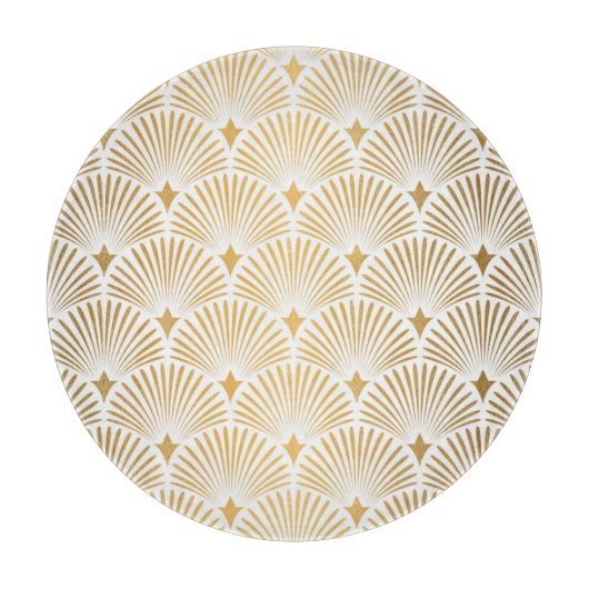 Planche À Découper Art Déco : Elégance Gold-White. (Devant)