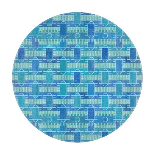 Planche À Découper Art Déco industriel chic - bleu doux (Devant)