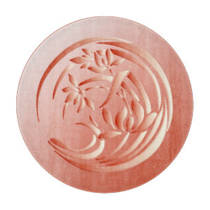 Planche À Découper Art Déco Lily motif - corail orange