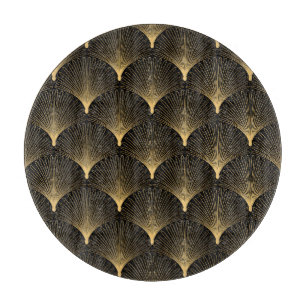 Planche À Découper Art Déco : motif d'or noir.