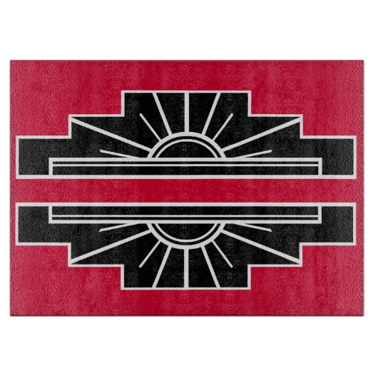 Planche À Découper Art Déco Motif en rouge Basé sur l'art déco classi (Devant)