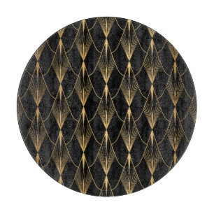 Planche À Découper Art Déco : Noir Or sans couture luxe