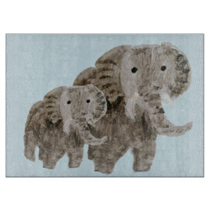 Planche À Découper Art des éléphants d'animaux sauvages