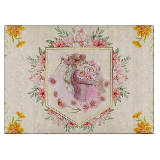 Planche À Découper Art du printemps, conception graphique des fleurs (Devant)