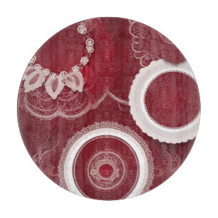 Planche À Découper art floral rouge foncé IA