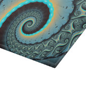 Planche À Découper Art fractal abstrait bleu turquoise orange en spir (Coin)
