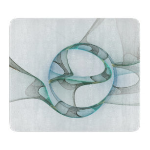 Planche À Découper Art fractal abstrait moderne bleu turquoise gris