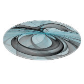 Planche À Découper Art fractal moderne gris anthracite abstrait bleu (Coin)