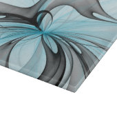 Planche À Découper Art fractal moderne gris anthracite abstrait bleu (Coin)