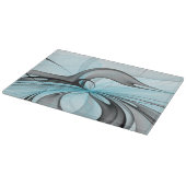 Planche À Découper Art fractal moderne gris anthracite abstrait bleu (Coin)