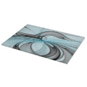Planche À Découper Art fractal moderne gris anthracite abstrait bleu (Coin)