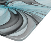 Planche À Découper Art fractal moderne gris anthracite abstrait bleu (Coin)