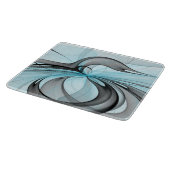 Planche À Découper Art fractal moderne gris anthracite abstrait bleu (Coin)