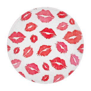 Planche À Découper Art Motif à lèvres rouge et rose