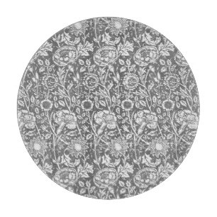 Planche À Découper Art Nouveau Carnation Damas, gris / gris