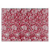 Planche À Découper Art Nouveau Carnation Damask, rouge et blanc (Devant)