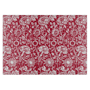 Planche À Découper Art Nouveau Carnation Damask, rouge et blanc