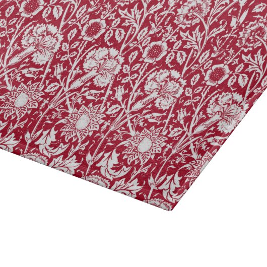 Planche À Découper Art Nouveau Carnation Damask, rouge et blanc (Coin)