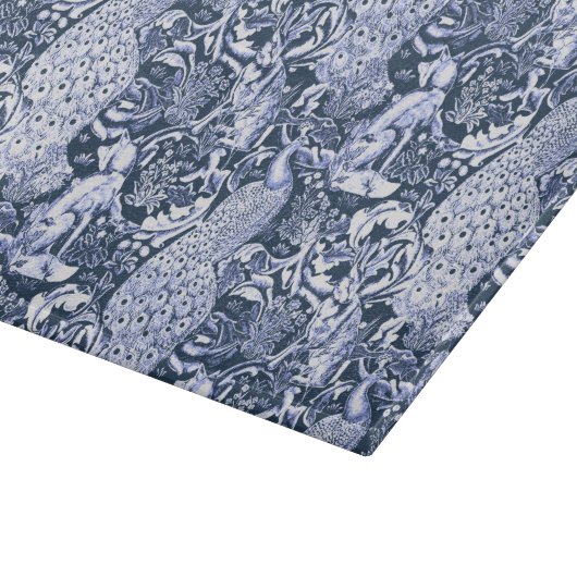 Planche À Découper Art Nouveau Peacock Print, Navy et White (Coin)