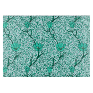 Planche À Découper Art Nouveau Tulip Damask, Turquoise