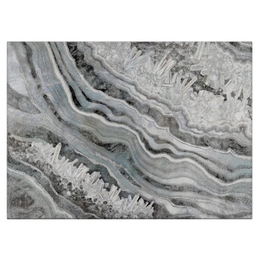 Planche À Découper Art numérique noir blanc et bleu foncé (Devant)