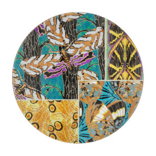 Planche À Découper Art papillon sarcelle et violet maximaliste vibran