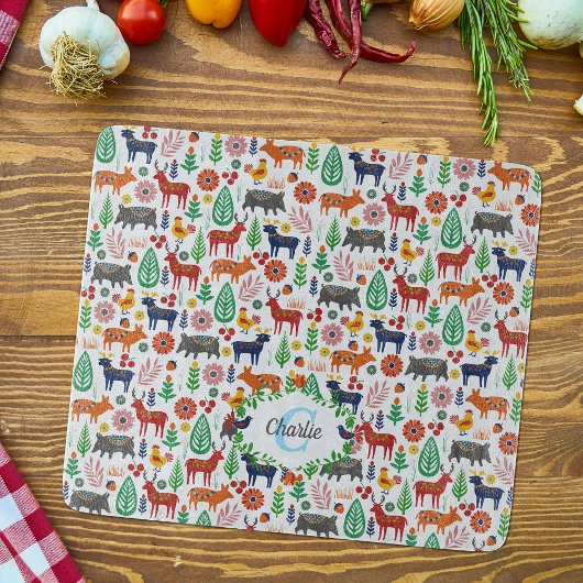 Planche À Découper Art populaire scandinave Monogramme Motif Boho Mod