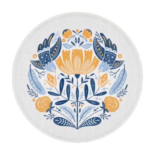 Planche À Découper Art populaire scandinave ornement floral (Devant)