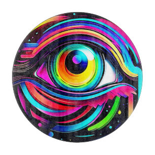 Planche À Découper Art Psychédélique Vibrant de l'Œil