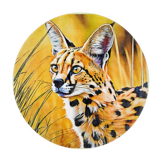Planche À Découper Art Serval Africain (Devant)