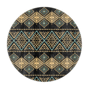 Planche À Découper Art tribal, géométrique ethnique, motif coloré.